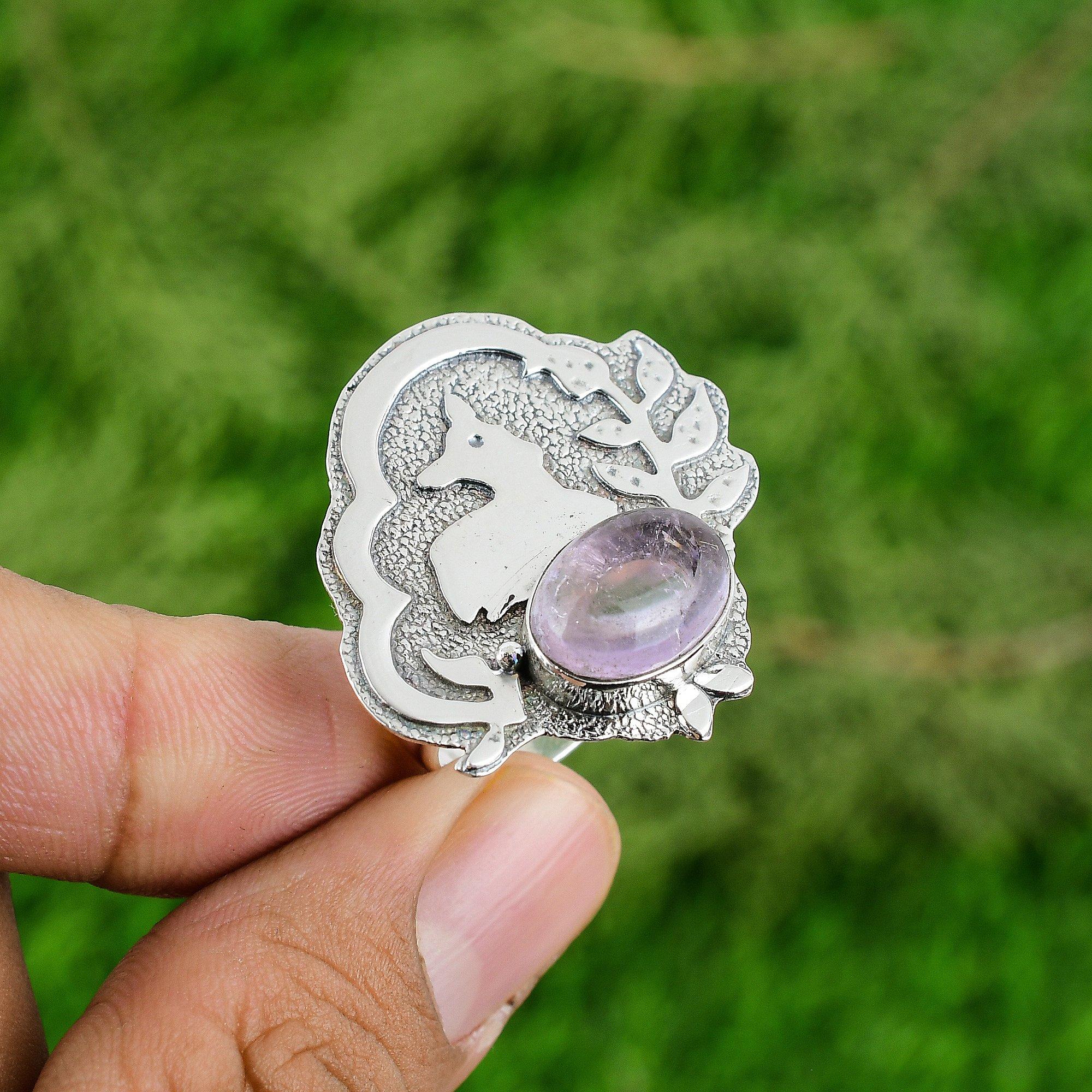 

Овальный камень африканский аметист, безель, кольцо-обещание в стиле бохо, ювелирное изделие из стерлингового серебра 925 пробы Adjustable