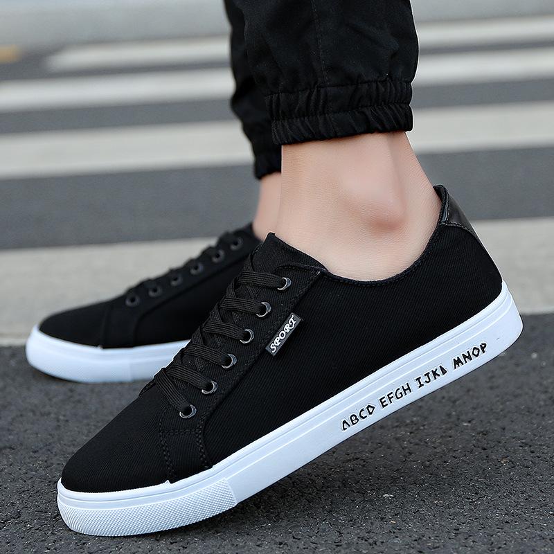 Canvas Sneakers Black Men Breathable Shoes Cool Young Man Footwear Breathable Cloth Mens Casual Shoes Vulcanized Flat Shoes