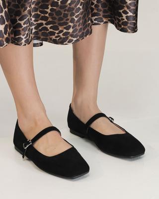 Ballerinas mit Schnalle Berkonty 958052 36 schwarzes Wildleder