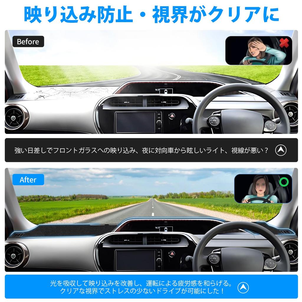 GIMUYA Dashboard Mat for Toyota NHP Aqua 2011 December Custom Interior Parts Accessories Sun Black (10 Series) (December - 2021) - & - Protection,