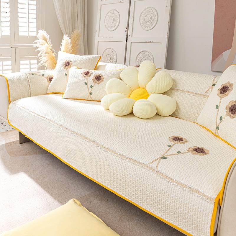 Einfaches Sofakissen aus reiner Baumwolle, pastoral, kleiner, frischer Stoff, süßer nordischer Sofabezug für das Wohnzimmer, Stoff für vier Jahreszeiten, universell, rutschfest