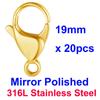 20/30/40 Waterproof 316L Stainless Steel Mirror Polished Lobster Clasps Women 9/10/11/12/13/15/16/19mm Necklace Bracelet Making