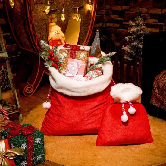 Christmas Velvet Santa Claus Bag 12 X 16/20 X 28 Inch Large