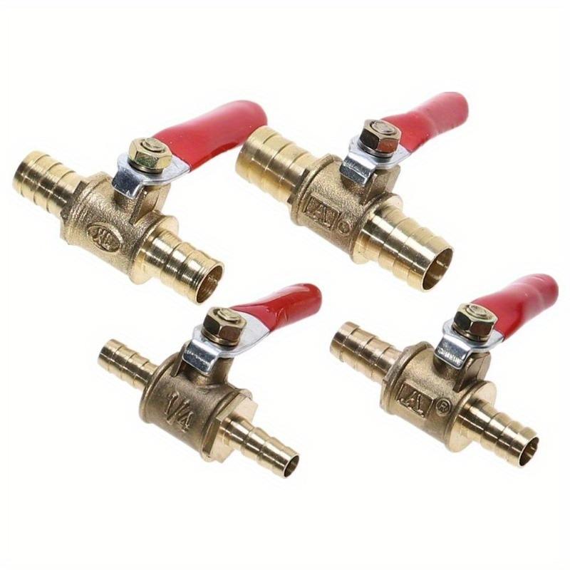 4pcs/set 6mm-8mm-10mm-12mm Hose Barb Inline Brass Water Oil Air Gas Fuel Line Shutoff Ball Valve Pipe Fittings