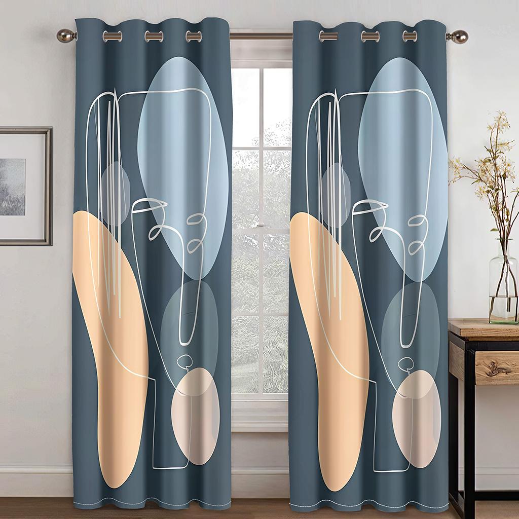 

Элегантные абстрактные произведения искусства Morandi Оконные шторы Жалюзи для детей Спальня Гостиная Ванная Кухня Дверь Холл Домашний декор W50 X H130(CM)X2&Grommet Top