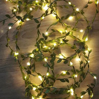 Artificial Green Leaf Led Fairy Lights Garland Christmas Tree Decoration Outdoor Room Curtain Lamp Wedding Party Garden Decor