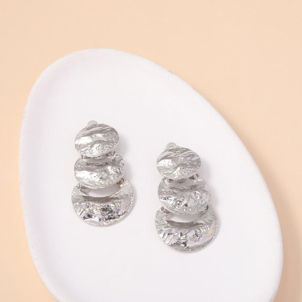 Personalized Ear Clips, Irregular Geometric Multi-Layer Laminated Alloy Earrings, Pierless Ear Clips