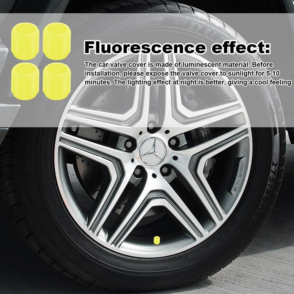 Cxiskyu Glow in the Dark Valve Stem Caps, Tire Valve Stem Caps Glow in