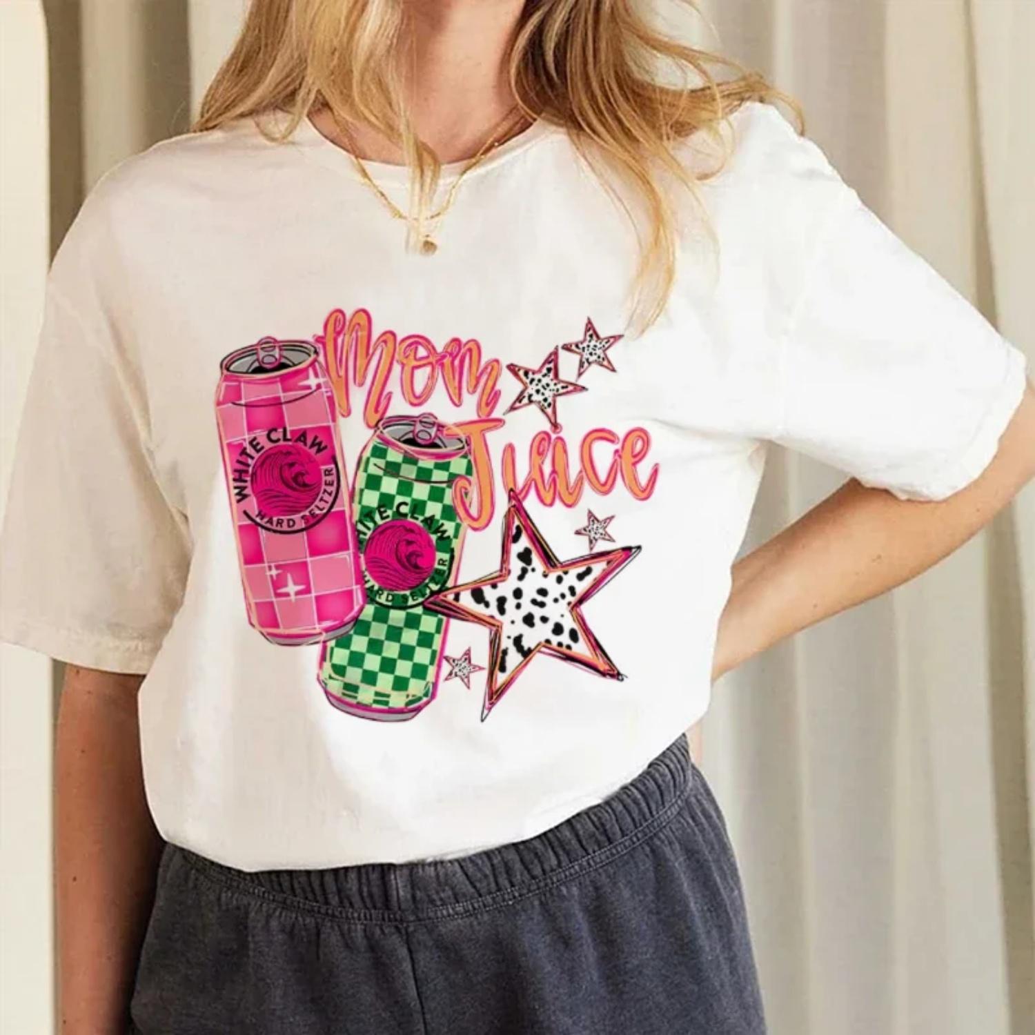 

Trendy Style Printed Watercolor Beverage Cartoon Pattern T-Shirt Top Printed Short Sleeved Casual Fashion Women s Clothing XXXXXL