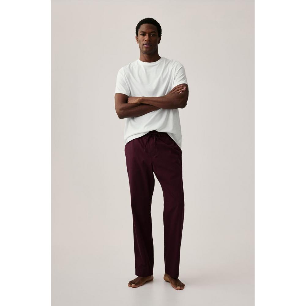 H M Relaxed Fit Poplin Pants Red cHeck