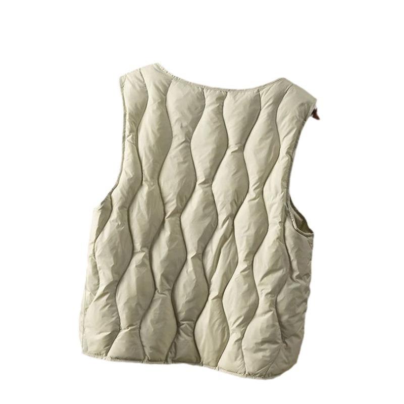 Women's 2024 V-Neck Lightweight Down Vest - Short Style, Sleeveless Base Layer Coat