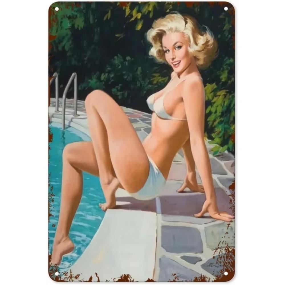 Vintage Plåtskyltar Väggaffischer Plakett Sexiga Kvinnor Järnmålning Dekoration för Mank Cave Café Garage Klubb Bar