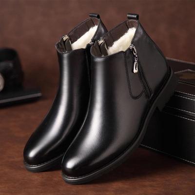 Snow Boots Men's Non-slip Versatile Thermal Cotton Boots Piled and Thickened Casual Leather Cowhide Cotton Shoes Tide