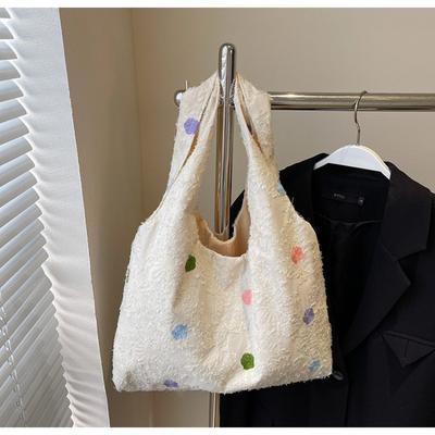 New Textured Love Canvas Shoulder Vest Bag Large Capacity Handbag Textured Student Armpit Bag