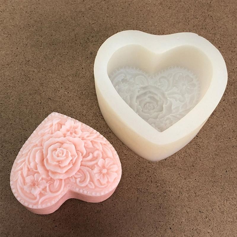 3D Love Heart Rose Silikon Flexibilní potravinářská forma Jílová pryskyřice Keramika Candy Fondant Candy Čokoláda Forma na mýdlo
