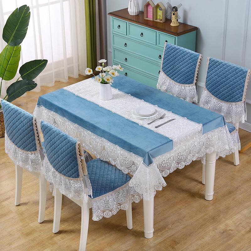 Nordic Round Tablecloth Lace Hollow Velvet Long Table Cloth Light Luxury Living Room Decor 130*180