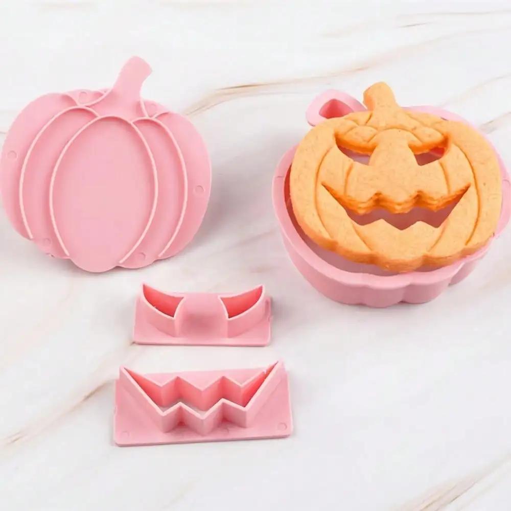 Halloween Pumpkin Cookie Cutters Featuring Changeable Funny Expressions Hollow Faces Fondant Embosser Stamps Biscuit Molds