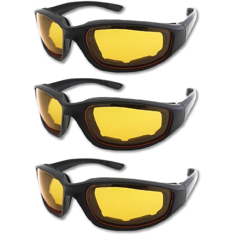 3 Pair Motorcycle Riding Glasses Padding Goggles UV Protection Dustproof Windproof Motorcycle Sunglasses for Outdoor Actives