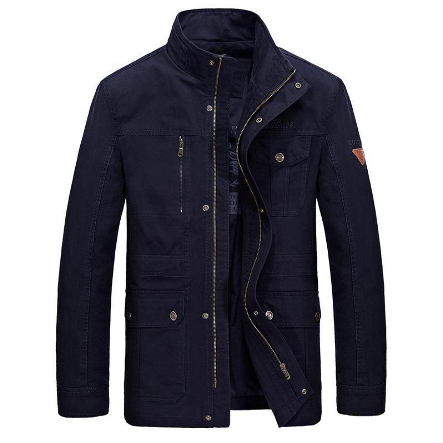 Men's Mid-Length Loose-Fit Jacket for Spring & Autumn - Large Size, Casual Style for Middle-Aged Men