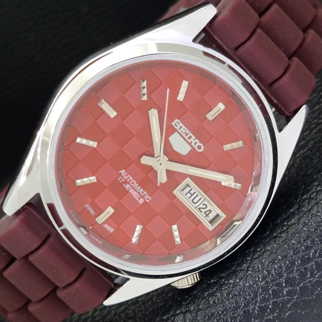 

JAPAN VINTAGE REFURBISHED SEIKO 5 AUTOMATIC MENS RED COLOR DIAL WATCH a440470-4 Sk-a440470