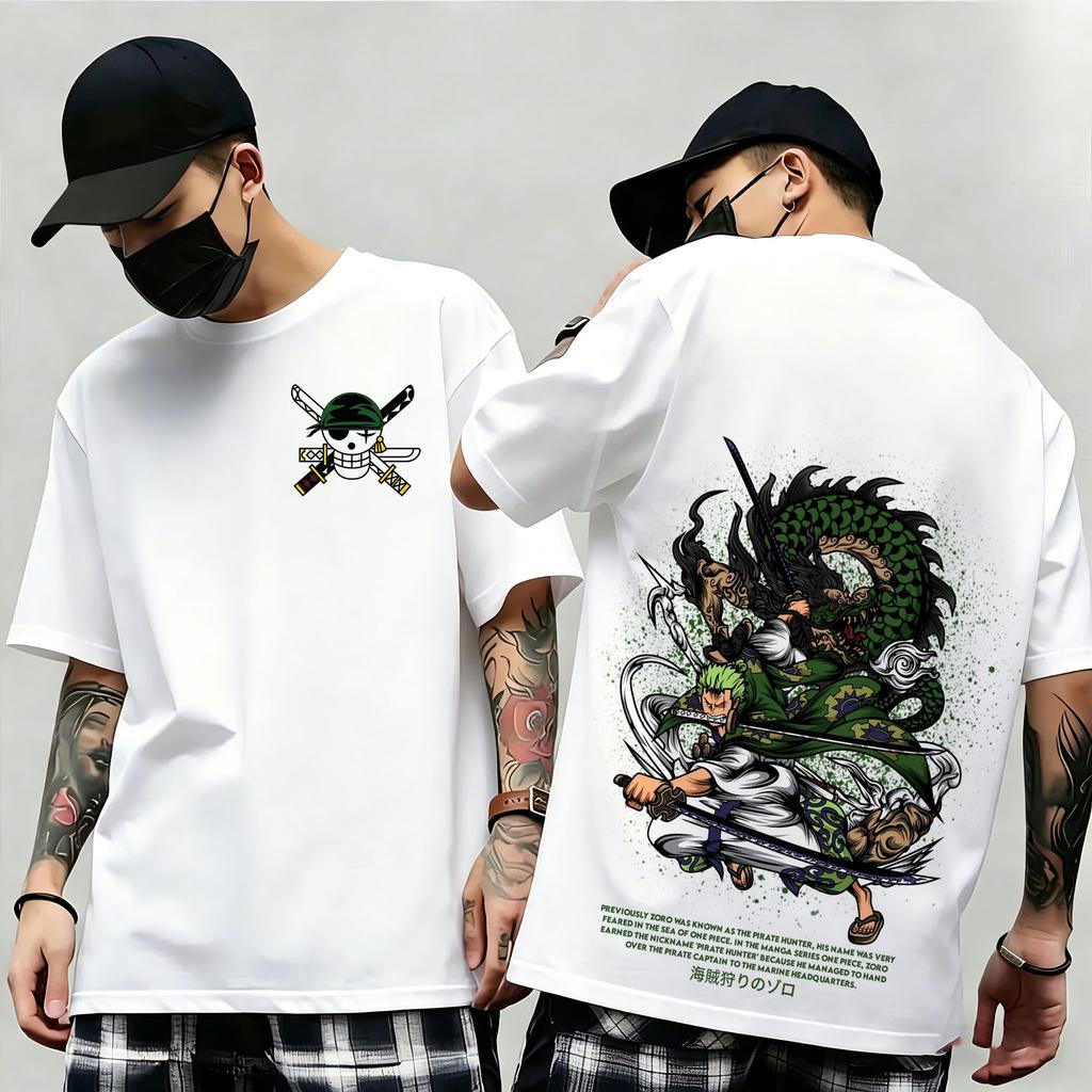 Summer New Arrival One Piece Pattern Tshirt unisex anime print casual shortsleeved fashionable streetwear top Y2K style