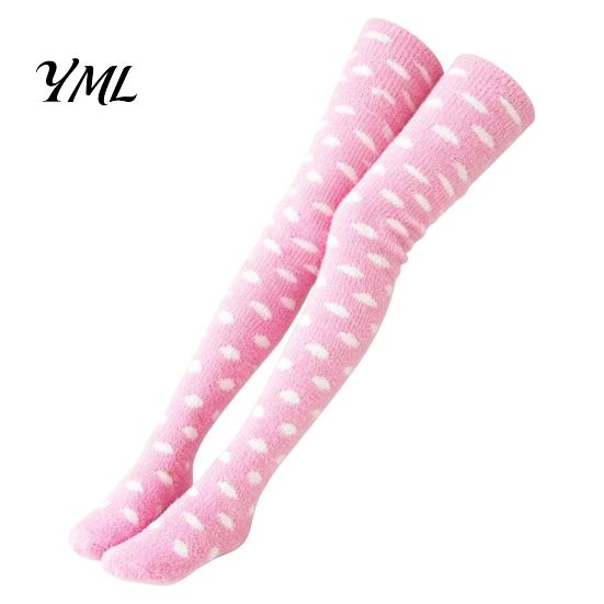 Cozy Fleece Socks 1 Pair Women Thigh High for Winter, Thickened Coral Leg Long Stockings Warmer Stockings, Fluffy Warm Over Knee Boot Girls