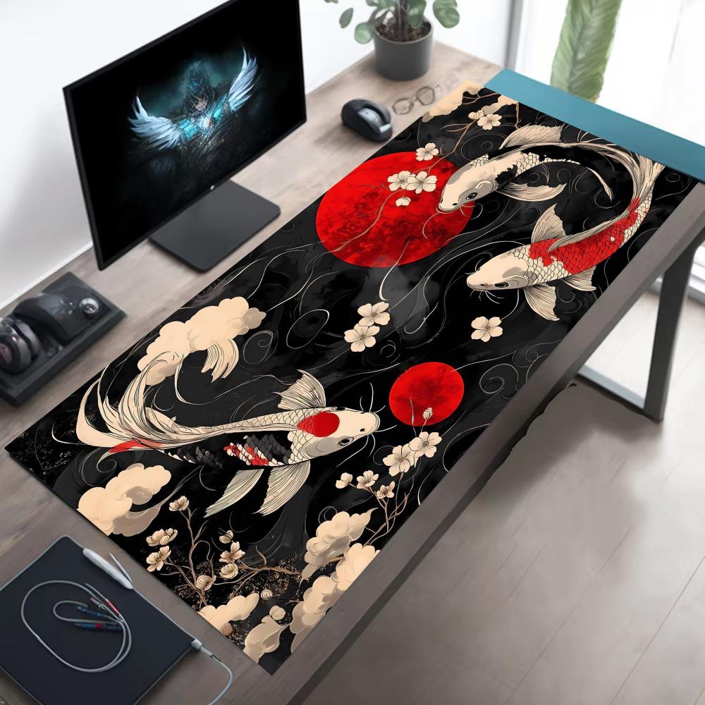Japanese Koi Design Mouse Pad XXL Large Desk Mat Gaming Office Anti Slip Rubber Base Keyboard Mat Durable Computer Accessories