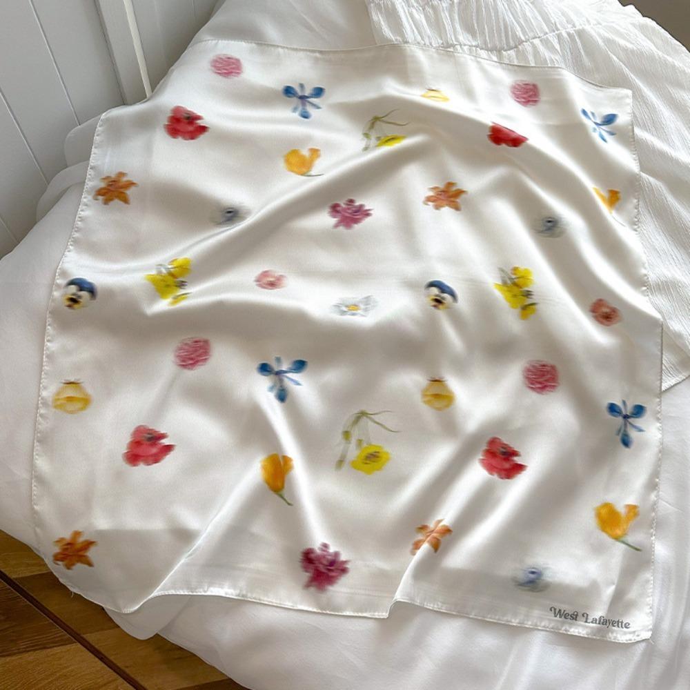 Cherry Puppy Hair Band Flower Butterfly Scarves Fashion Blurred Flowers Hair Scarf  Streetwear