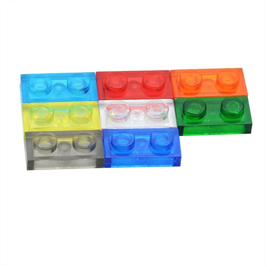 145PCS MOC 1x2 Dots Transparent Thin Building Blocks High-Tech Assemble Particle Clear Bricks Kid Toys Gift Compatible 3023