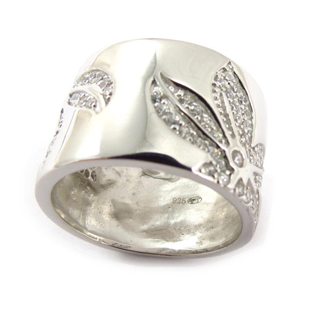 Silberring 'Flora' weiß