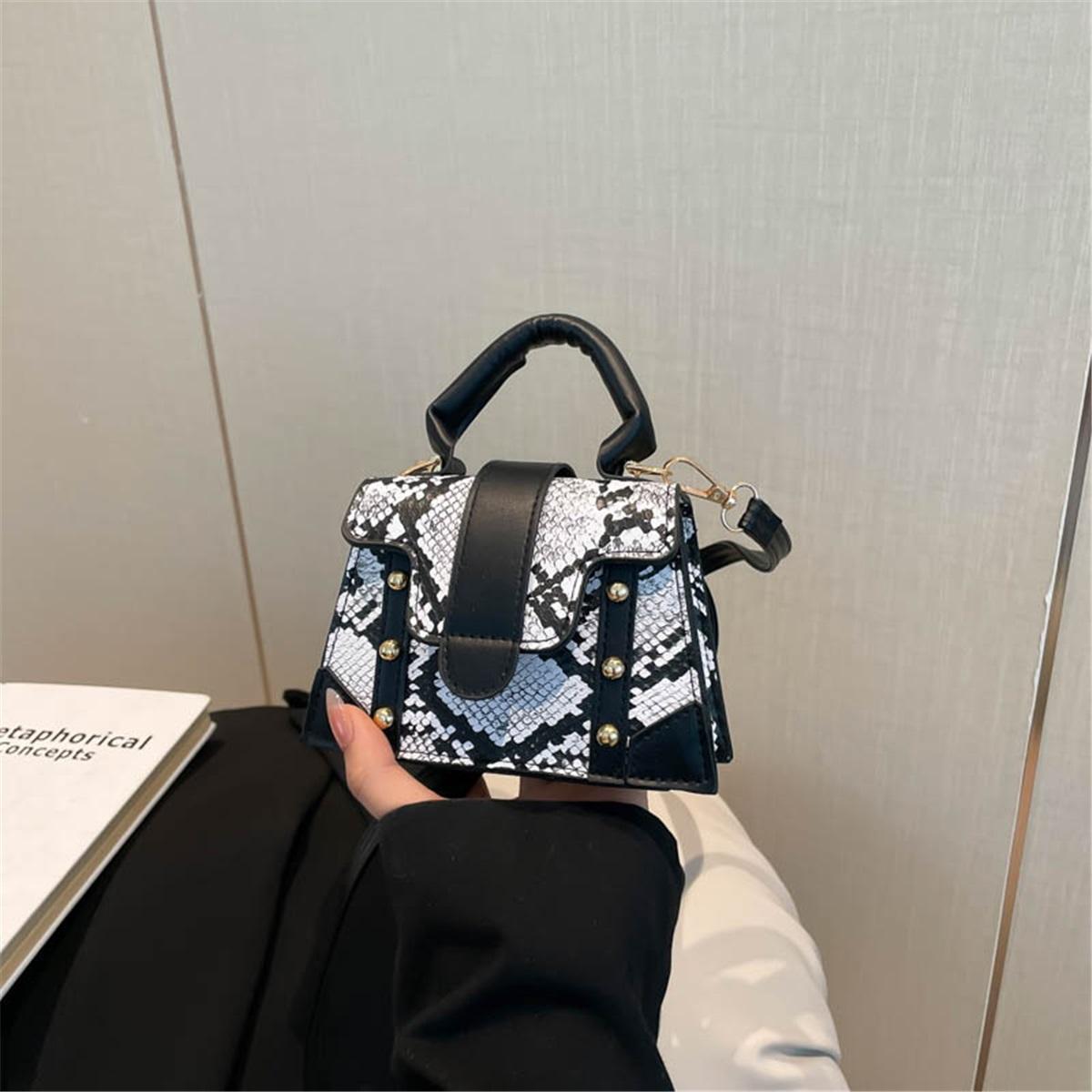 

Мода Индивидуальность Большая Вместимость Дизайн Змеи Тренд Сплайсинг Кроссбоди Сумка Через Плечо Ручная Сумка Маленькая Квадратная Сумка белый