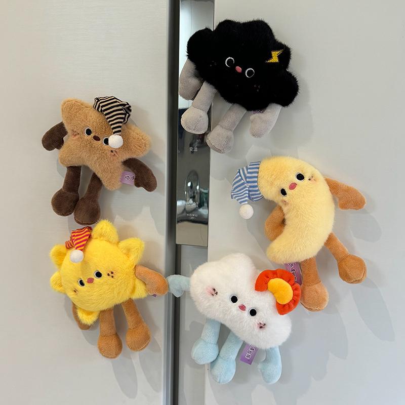 Cute Plush Fridge Magnets Food & Weather Themed Soft Toys (Onigiri,Donut,Sun,Moon,Star),Stuffed Animal Decor,Adorable Plush Gift