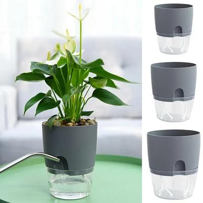 Selbstbewässernder Blumentopf aus Kunststoff für Hydrokulturpflanzen, Topf für Sukkulenten, transparent, für Zuhause, Büro, Schreibtisch-Dekoration