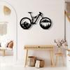 Black Metal Mountain Bike Wheel Wall Art Nature Inspired Decor for Living Room Garage Office Modern Home Gift for Cycling Enthusiasts