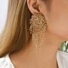 Creative Design Rhinestone Tassel Bride Wedding Party Jewelry Trend Luxury Quality Bridesmaids Unusual Dangle Earrings For Women