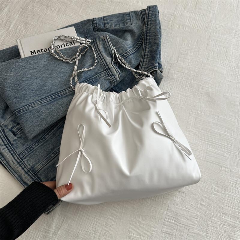 2024 New Spring Stylish Shoulder Crossbody Bag For Women Chic Street Style Pu Bucket Bag In Black/brown/silver/white