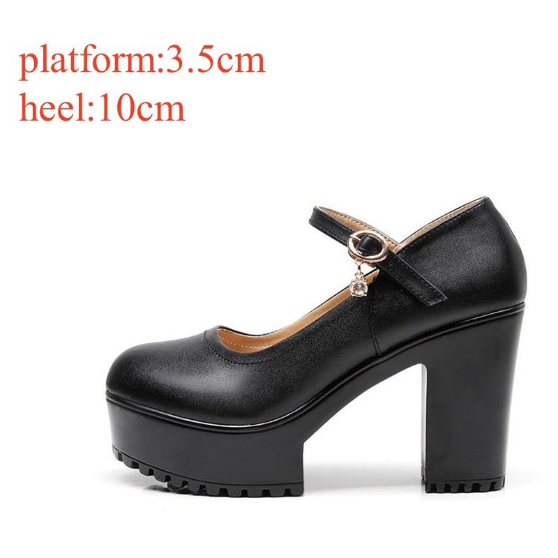 

10см 14см Маленький размер 32-43 Сексуальные неглубокие туфли на толстой платформе для женщин 2025 Весна Туфли на высоком блочном каблуке Модель для платья Вечеринка 32