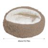 Pet Shell Nest Bed Warm Calming Cat Cave Bed with Hooded Cover Semi Enclosed Fluffy Plush Lined Round Bed for Small Medium Pets