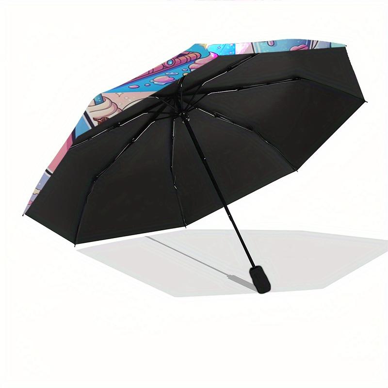 Stitch,Bubble Tea Themed Folding Umbrella, the Best Choice for Gift Giving, 8 Ribs, Casual, Durable, Lightweight and Portable Travel Umbrell