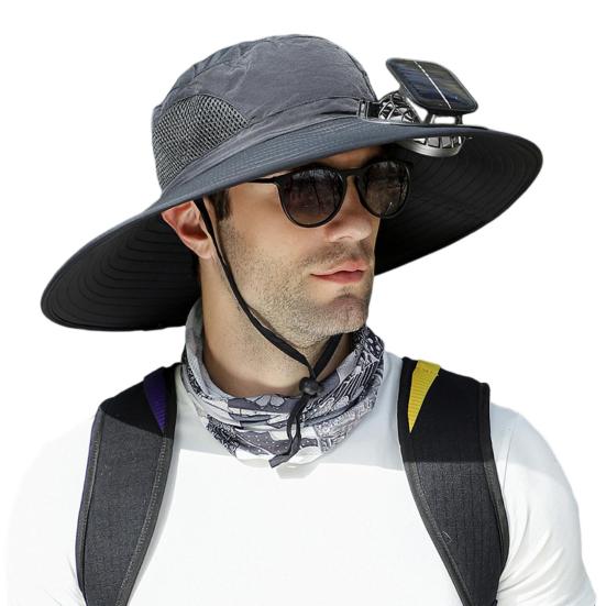 Solar Fan Hat UPF 50+ UV Protection Hat with Detachable Cooling Fan Breathable Men Women Summer Outdoor Activities Fishing Wide Brim Sun Cap
