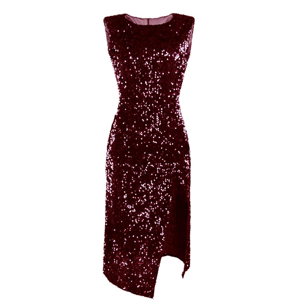 Dámské bez rukávů flitrované bodycon párty maxi šaty svatební ples formální šaty