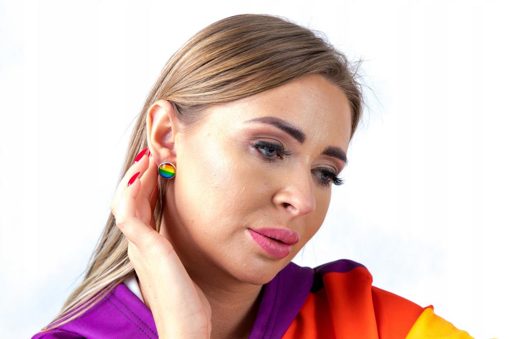 Rainbow Lgbt Rainbow Ear Earrings Round Steel 10Mm