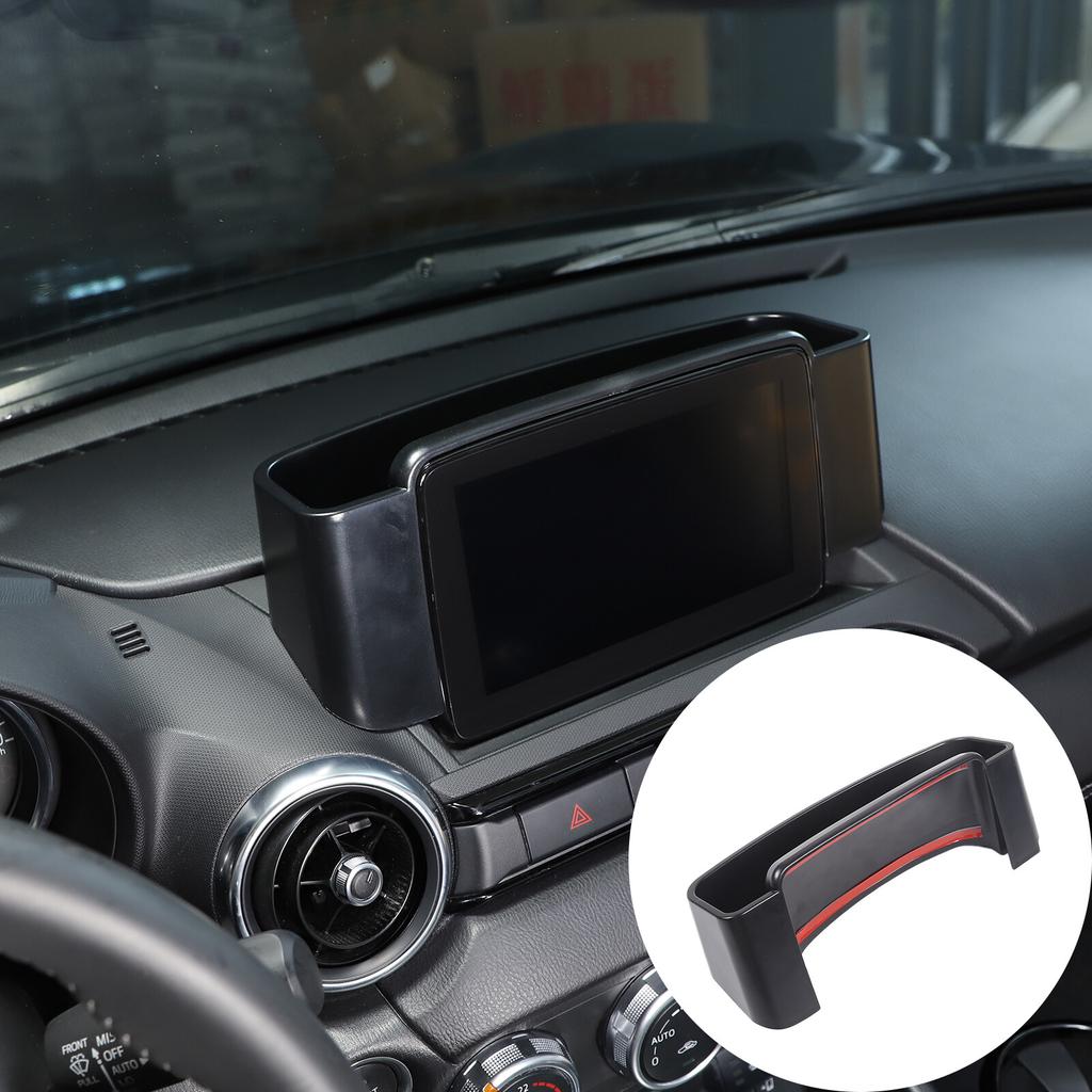 Black Dashboard GPS Navigation Storage Box Cover trim For Mazda MX-5 Miata 16-23