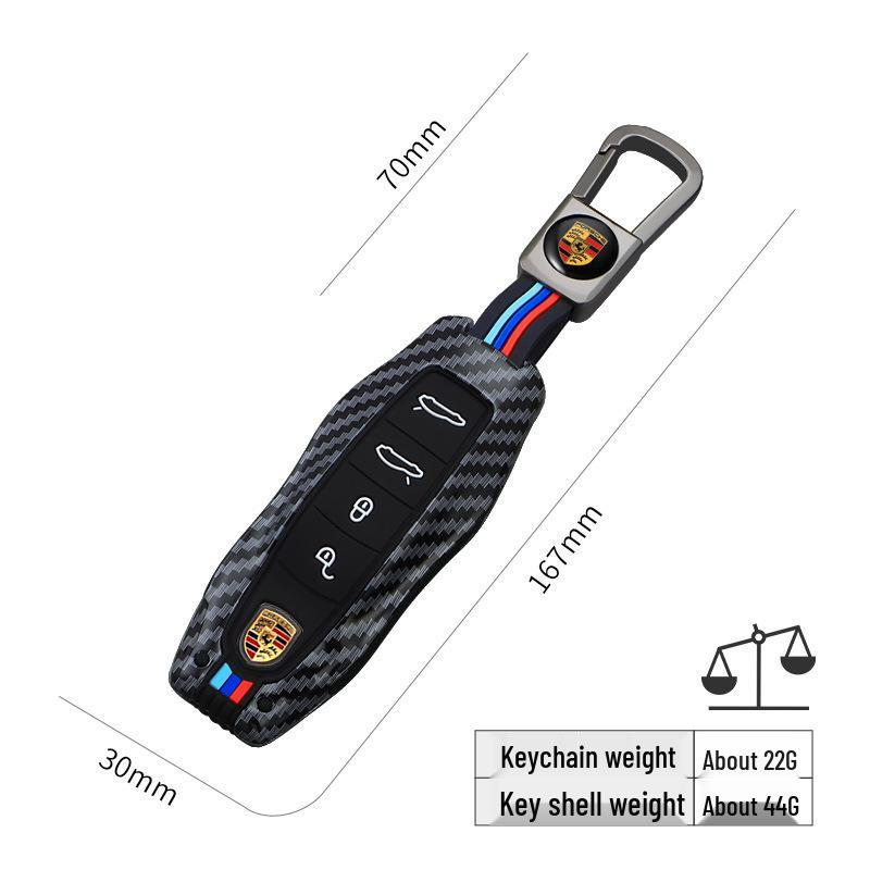Porsche Carbon Fiber Texture Key Shell for Cayenne, Macan, Panamera, 911, 718
