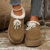 Fashion Pearls Decor Thick Sole Plush Slippers Women Outdoor Warm Winter Cotton Shoes Woman Plus Size 36-43 Non Slip Snow Boots