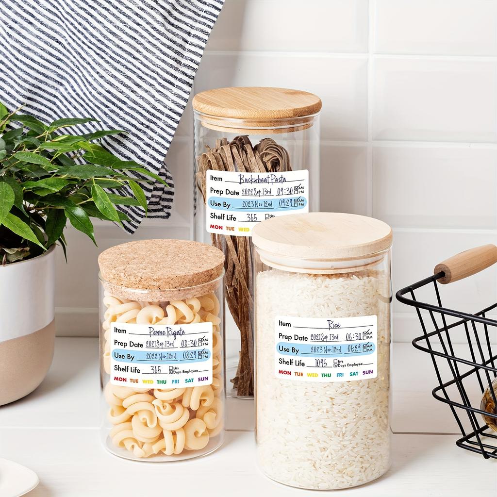 1 Roll Removable Food Storage Labels, Freezer & Pantry Can Stickers for Kitchen Restaurant Jars & Containers