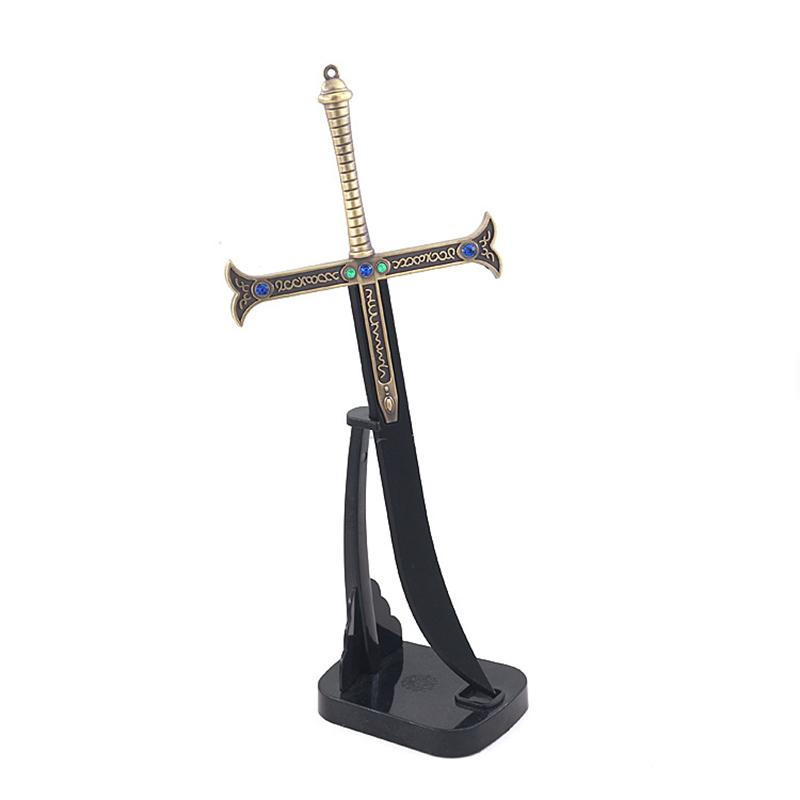 24cm Night Dracule Mihawk OP One Metal Blade Black Sword Piece WeaponsModel Anime Peripherals Toy for Boy Kid 1/6 Doll Equipment