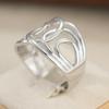 Vintage Hand Carved Women's Ring Ethnic CopperColor Metal Geometry Hollow Daily Wear Party Jewelry Anniversary Gift