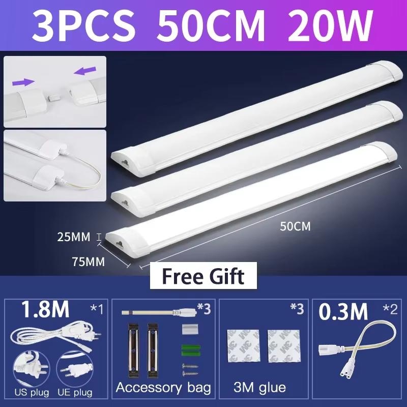 נורת לד צינור 110-220V 10/20W מנורת ארון מטבח תחתית תאורת בר עם כבל מתג 1.8 מטר לתאורת פנים ביתית חדר שינה