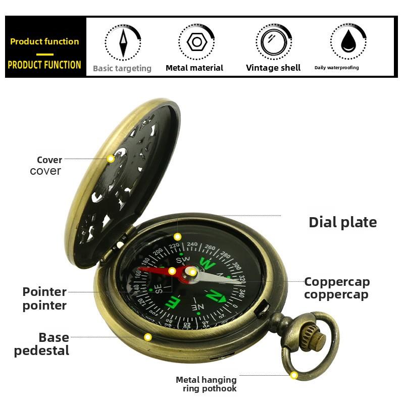 Outdoor Pocket Watch Compass Compass Mountaineering Adventure Equipment Flip Compass High Precision